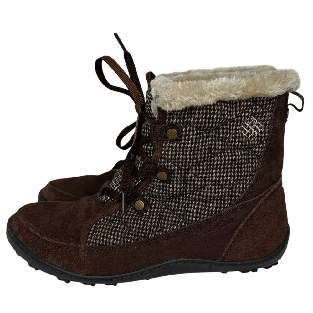Columbia Waterproof Thermal Reflective Suede Faux‎ Fur Boots Size 10.5 Brown
